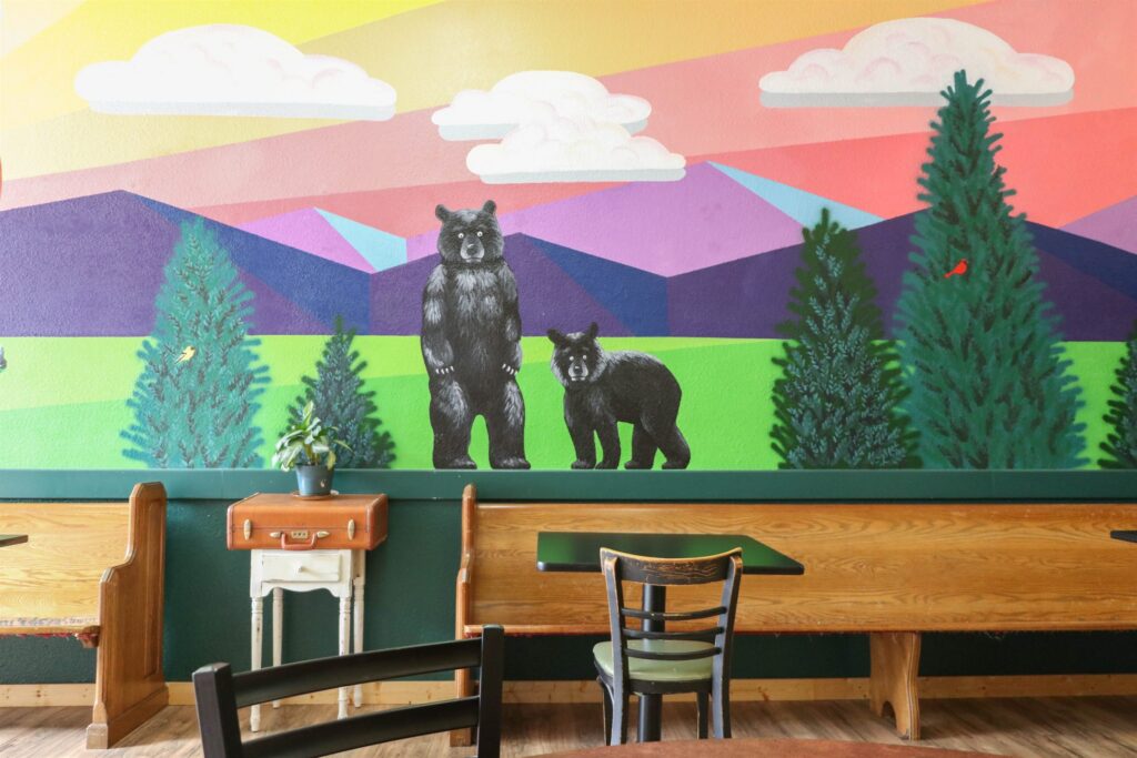 Black Bear BBQ: dining room mural