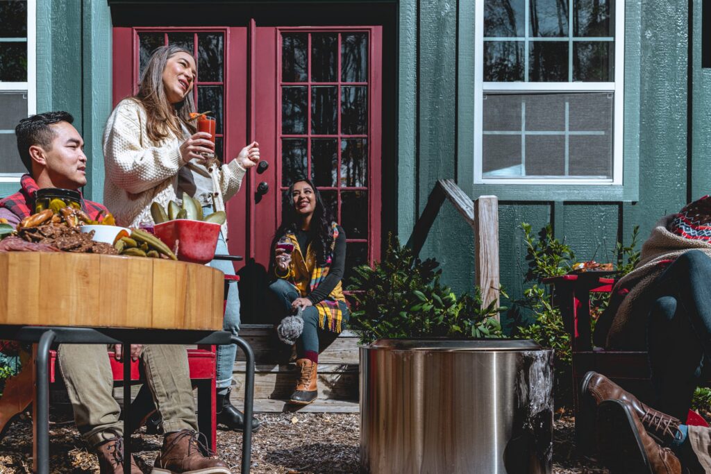 Copper Pot & Wooden Spoon: outdoor gathering