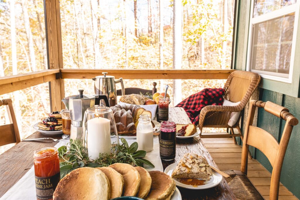 Copper Pot & Wooden Spoon: porch table